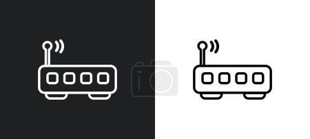 internet modem outline icon in white and black colors. internet modem flat vector icon from user interface collection for web, mobile apps and ui.