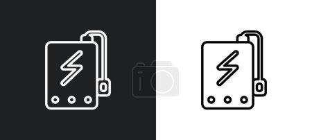 Illustration for Power bank outline icon in white and black colors. power bank flat vector icon from user interface collection for web, mobile apps and ui. - Royalty Free Image