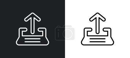 Illustration for Uploading from drive outline icon in white and black colors. uploading from drive flat vector icon from user interface collection for web, mobile apps and ui. - Royalty Free Image