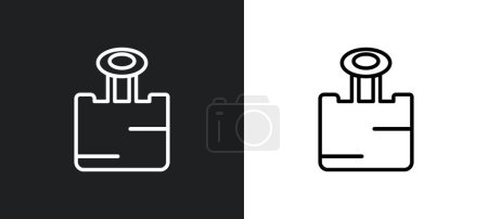 Illustration for Shaped paper clip outline icon in white and black colors. shaped paper clip flat vector icon from user interface collection for web, mobile apps and ui. - Royalty Free Image