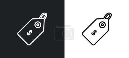 Illustration for Shopping label outline icon in white and black colors. shopping label flat vector icon from user interface collection for web, mobile apps and ui. - Royalty Free Image