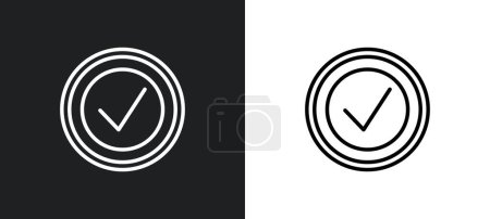 Illustration for Tick mark outline icon in white and black colors. tick mark flat vector icon from user interface collection for web, mobile apps and ui. - Royalty Free Image