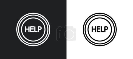 Illustration for Help web button outline icon in white and black colors. help web button flat vector icon from user interface collection for web, mobile apps and ui. - Royalty Free Image
