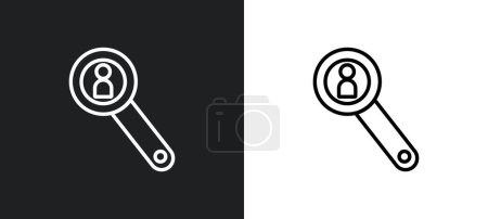 Illustration for Looking outline icon in white and black colors. looking flat vector icon from user interface collection for web, mobile apps and ui. - Royalty Free Image