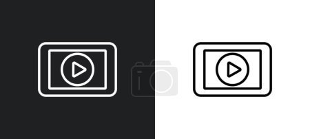 Illustration for Video edition outline icon in white and black colors. video edition flat vector icon from user interface collection for web, mobile apps and ui. - Royalty Free Image