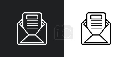 Téléchargez les illustrations : Lettre enveloppe contour icône en blanc et noir couleurs. lettre enveloppe plat vecteur icône de la collection d'interface utilisateur pour le web, applications mobiles et ui. - en licence libre de droit