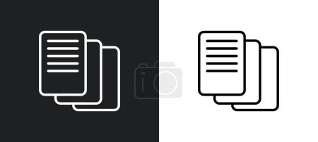 multiple file outline icon in white and black colors. multiple file flat vector icon from user interface collection for web, mobile apps and ui.