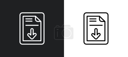 Illustration for Download archive outline icon in white and black colors. download archive flat vector icon from user interface collection for web, mobile apps and ui. - Royalty Free Image
