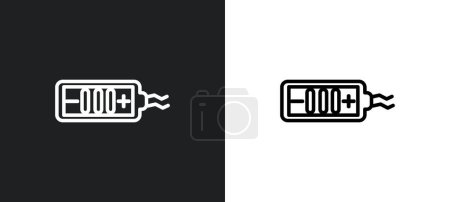 Illustration for Battery medium charge outline icon in white and black colors. battery medium charge flat vector icon from user interface collection for web, mobile apps and ui. - Royalty Free Image