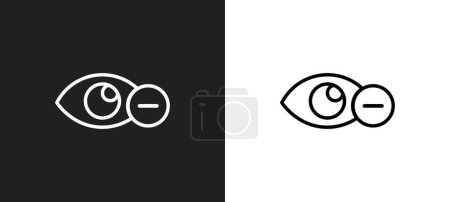 Auge close up Sichtbarkeit Taste umreißt Symbol in weißen und schwarzen Farben. Auge in Auge Sichtbarkeit Taste flache Vektor-Symbol aus der Benutzeroberfläche Sammlung für Web, mobile Apps und ui.