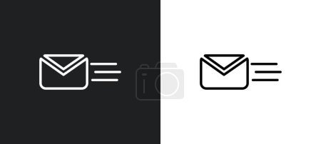 Illustration for Email envelope button outline icon in white and black colors. email envelope button flat vector icon from user interface collection for web, mobile apps and ui. - Royalty Free Image