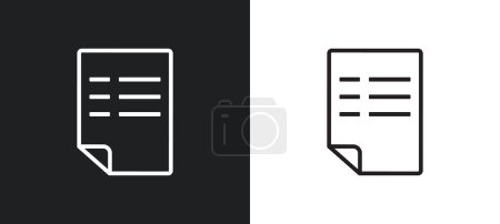 Illustration for Page with one curled corner outline icon in white and black colors. page with one curled corner flat vector icon from user interface collection for web, mobile apps and ui. - Royalty Free Image