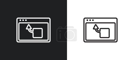 Illustration for Window back button outline icon in white and black colors. window back button flat vector icon from user interface collection for web, mobile apps and ui. - Royalty Free Image