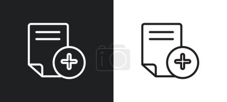 Téléchargez les illustrations : Ajouter une nouvelle icône de contour de document en blanc et noir. ajouter une nouvelle icône vectorielle plate de document de la collection de l'interface utilisateur pour le Web, applications mobiles et ui. - en licence libre de droit
