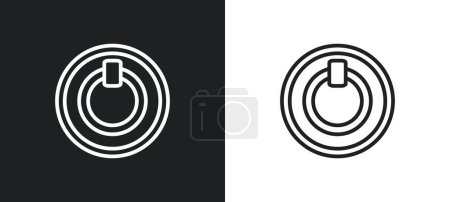 Illustration for On off power button outline icon in white and black colors. on off power button flat vector icon from user interface collection for web, mobile apps and ui. - Royalty Free Image