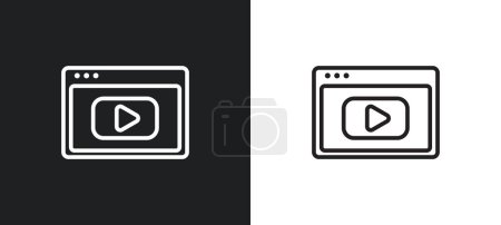 Illustration for Video file outline icon in white and black colors. video file flat vector icon from user interface collection for web, mobile apps and ui. - Royalty Free Image