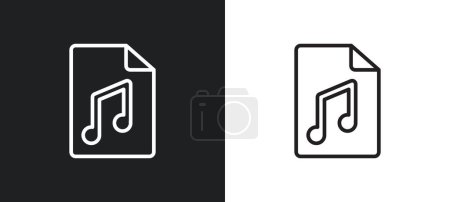 Téléchargez les illustrations : Icône de contour de fichier musical en blanc et noir. fichier de musique icône vectorielle plate de la collection d'interface utilisateur pour le web, applications mobiles et ui. - en licence libre de droit