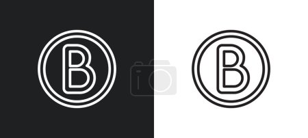 Illustration for Bold text outline icon in white and black colors. bold text flat vector icon from user interface collection for web, mobile apps and ui. - Royalty Free Image