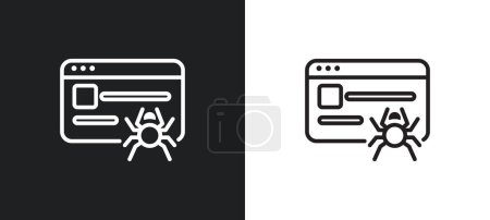 Illustration for Web crawler outline icon in white and black colors. web crawler flat vector icon from user interface collection for web, mobile apps and ui. - Royalty Free Image
