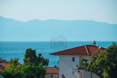 Photo for New Modern Hotel Apartment by Mediterranean Sea. Summer in Vacation photo. Blue Sea. Edit Space - Royalty Free Image