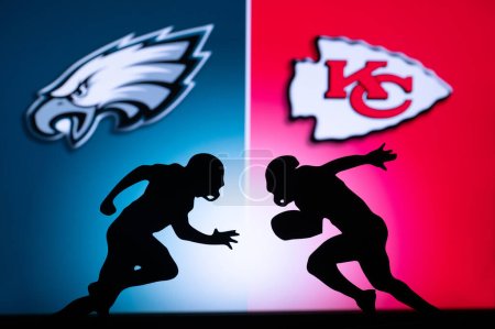 Foto de PHOENIX, USA, 30 JANUARY 3, 2023: Philadelphia Eagles vs. Kansas City Chiefs. Super Bowl LVII, 2023 final NFL Game - Imagen libre de derechos
