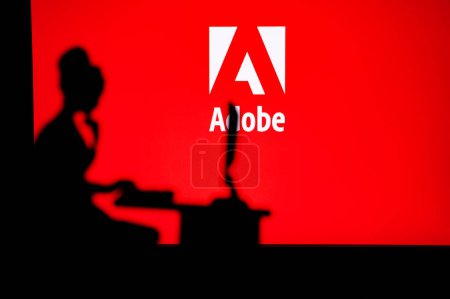 Photo for INDIA, NEW DELHI. JANUARY 30, 2023: Adobe. Exploring the Future of Technology: One Woman's Journey Through the Online World - Royalty Free Image