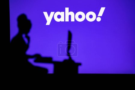 Photo for UK, LONDON. JANUARY 30, 2023: Yahoo. Exploring the Future of Technology: One Woman's Journey Through the Online World - Royalty Free Image