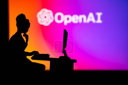 Photo for JAPAN, TOKYO. JANUARY 30, 2023: Open AI. Inspiring Women in the World of Technology: Silhouette of a Female Software Develope - Royalty Free Image