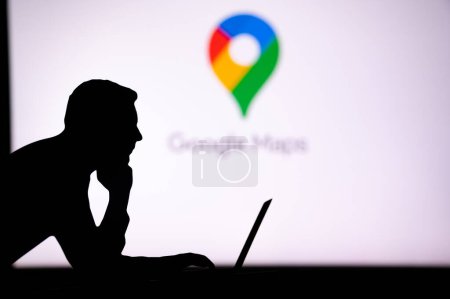 Photo for JAPAN, TOKYO. JANUARY 30, 2023: Google Map. Surfing the Web with Ease: Man Uses Cutting-Edge App for Seamless Online Experience - Royalty Free Image