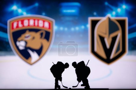 Foto de FLORIDA, EE.UU., 31 de mayo de 2023: La búsqueda de la supremacía de la NHL: Stanley Cup Finals Fondo de pantalla con Panteras de Florida vs. Vegas Golden Knights - Imagen libre de derechos