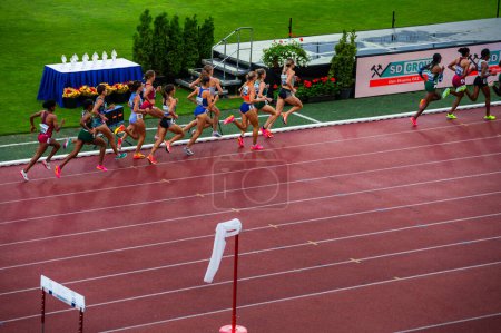 Photo for OSTRAVA, CZECHIA, JUNE 27, 2023: 1500m Women's Race Participants Captured in Track and Field Contest for Worlds in Budapest and Games in Paris - Royalty Free Image