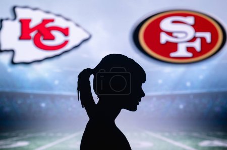 Photo for LAS VEGAS, NEVADA, USA, JANUARY 29, 2024: Taylor Swift Silhouette at Super Bowl LVIII, Kansas City Chiefs vs. The San Francisco 49ers at Allegiant Stadium - Royalty Free Image