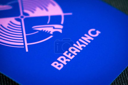 Photo for PARIS, FRANCE, MARCH 26, 2024: Breaking pictogram for paris 2024 summer olympics. Official icon of sport at olympics game in Paris 24 - Royalty Free Image
