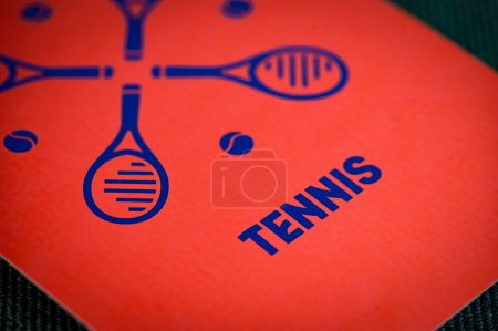 Photo for PARIS, FRANCE, MARCH 26, 2024: Tennis pictogram for paris 2024 summer olympics. Official icon of sport at olympics game in Paris 24 - Royalty Free Image