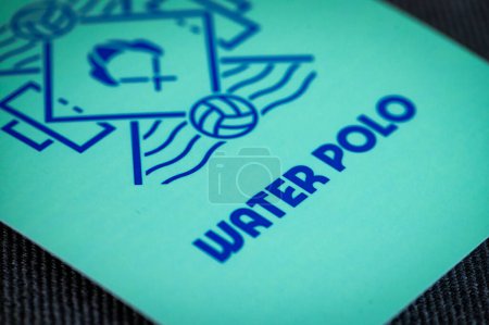 Photo for PARIS, FRANCE, MARCH 26, 2024: Water polo pictogram for paris 2024 summer olympics. Official icon of sport at olympics game in Paris 24 - Royalty Free Image