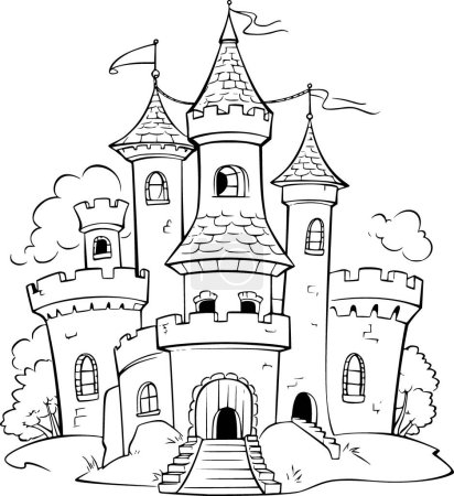 Ilustración de Libro para colorear del castillo - Imagen libre de derechos