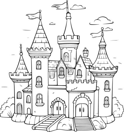 Ilustración de Libro para colorear del castillo - Imagen libre de derechos