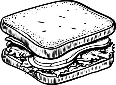 Téléchargez les illustrations : Illustration de croquis sandwich pour livre à colorier - en licence libre de droit