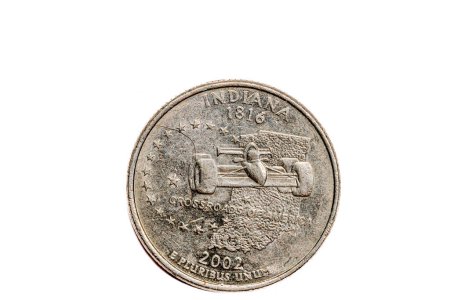 Photo for A quarter dollar coin (25 cents) with the image of Indiana (the Hoosier state), United States. - Royalty Free Image
