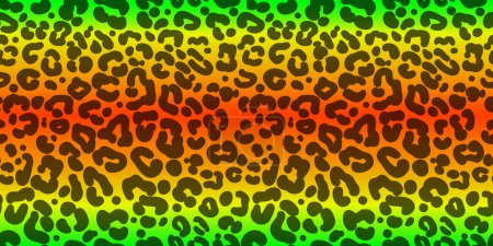 Ilustración de Neon leopard seamless pattern. Bright rainbow colored spotted background. Vector rainbow animal print - Imagen libre de derechos