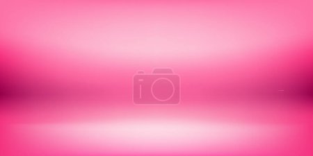 Illustration for Pink background. Empty studio room for product display. Floor, table and wall space. Color gradient backdrop. Perspective platform for presentation. Vector illustration. - Royalty Free Image