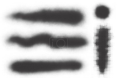 Ilustración de Forma vectorial de medio tono. Mancha abstracta grunge punteada con gradación. Nube con textura de sombra. Gradiente geométrico blot - Imagen libre de derechos