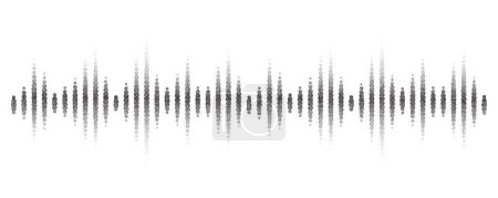 Illustration for Sound wave pattern. Dotted music frequency. Halftone grunge border. Digital equalizer. Vector illustration isolated on white background. - Royalty Free Image