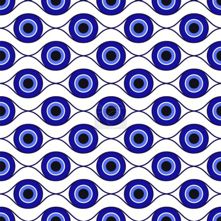Evil eye ethnic pattern. Mystic greek blue amulet. Turkish traditional print. Symbol of protection. Vector seamless background