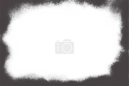 Illustration for Dotted vector background with halftone effect. Comic wavy gradient border on white backdrop. Old grainy abstract frame. Retro graphic texture - Royalty Free Image