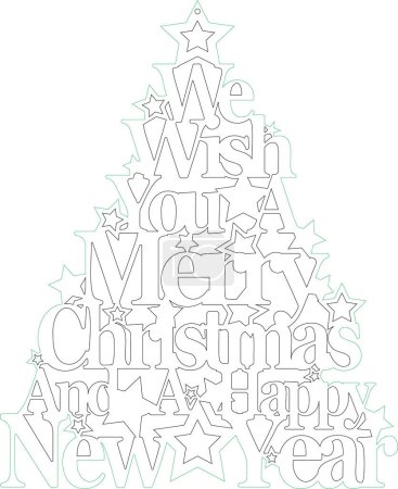 Illustration for Christmas Decoration Digital Vector File for Laser Cutter. Merry Christmas. - Royalty Free Image