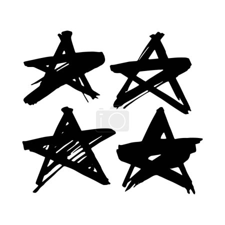 Illustration for Star. Hand drawn paint object for design use. Abstract brush drawing. Vector art illustration grunge star. Isolated on white background. - Royalty Free Image