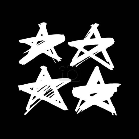Illustration for Star. Hand drawn paint object for design use. Abstract brush drawing. Vector art illustration grunge star. Isolated on black background. - Royalty Free Image