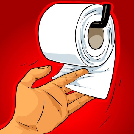 Illustration for Vector illustration of human hand holding toilet paper - Royalty Free Image
