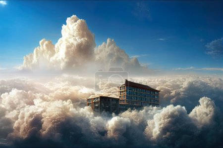 Photo for A illustration of a hotel in the clouds - Royalty Free Image